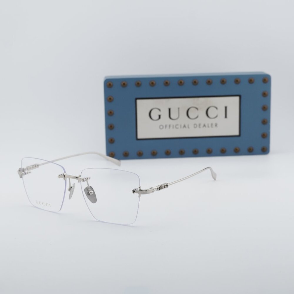 Gucci GG1938O 002 Square Rimless Eyeglasses - Silver 54mm